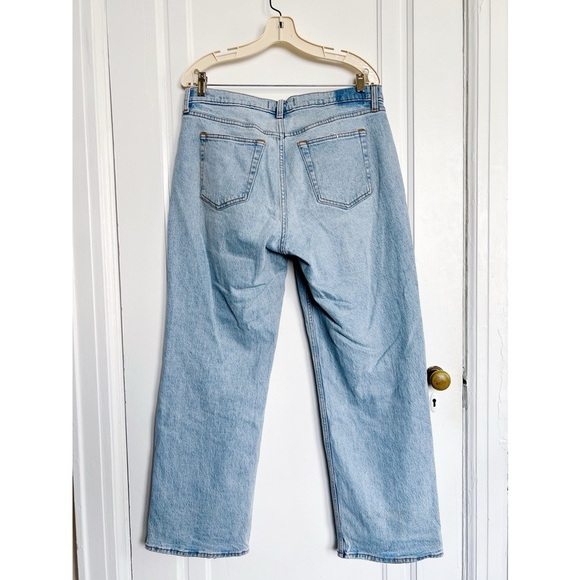 A&F • Curve Love Low Rise Baggy Jean medium light wash faded distressed loose - Picture 8 of 12